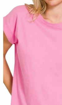 Zenana - Women's Folded Sleeve Tee
