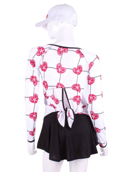 Love Love Tennis - Women's Tie Back Long Sleeve Tennis Tee