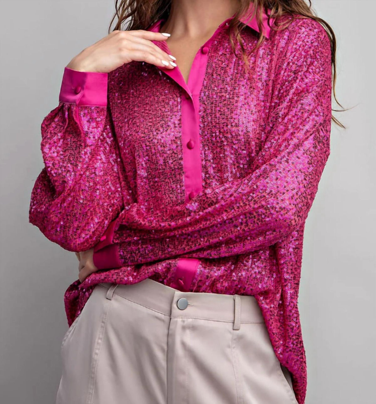 Ee:Some - Glitter Button Down Shirt