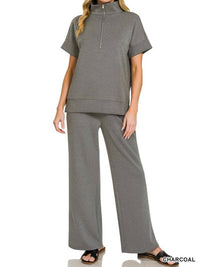 Zenana - Scuba High Rise Wide Leg Pants