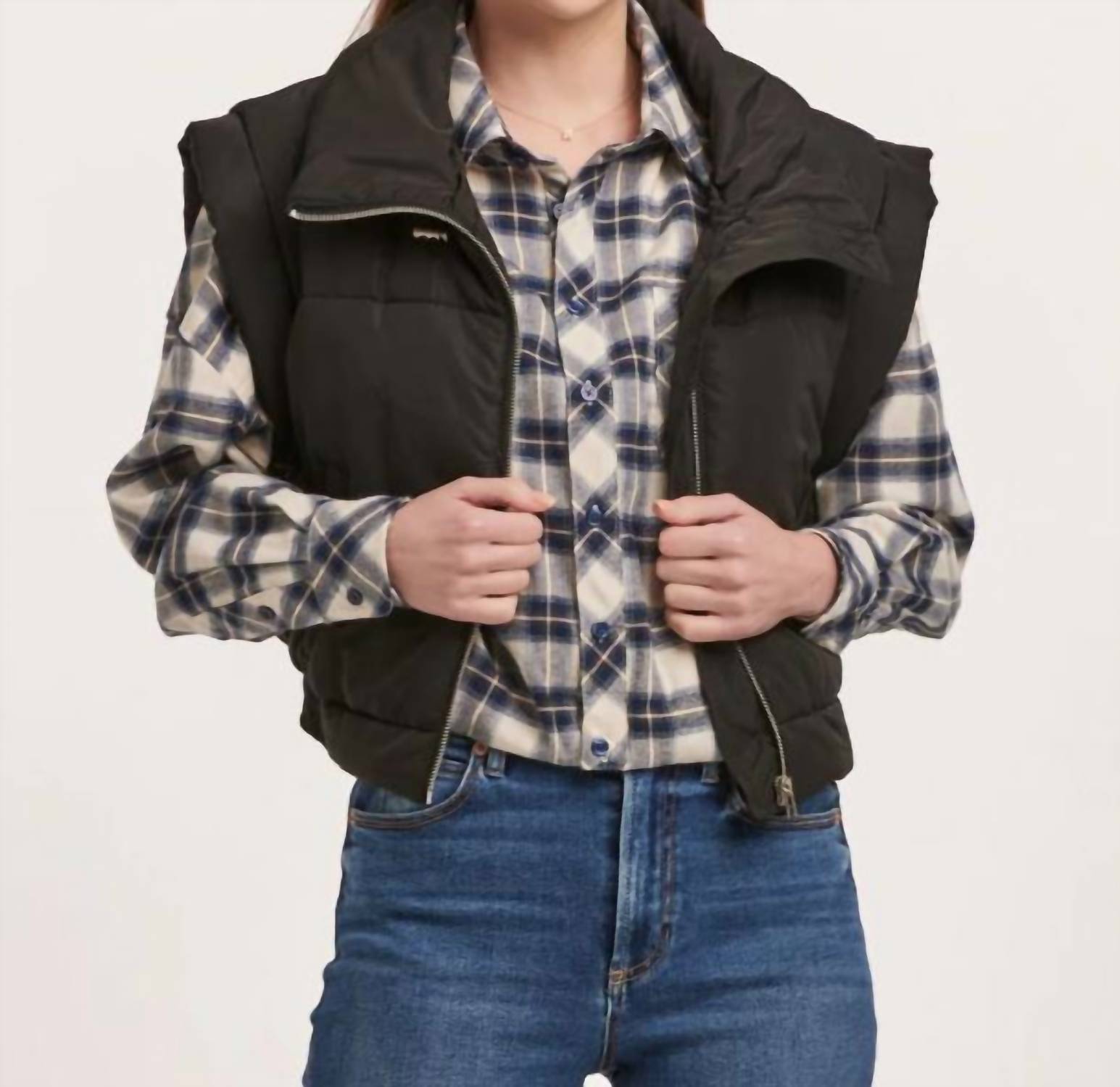 DEAR JOHN DENIM Rosalia Zipper Sleeveless Vest in black - women's jacket