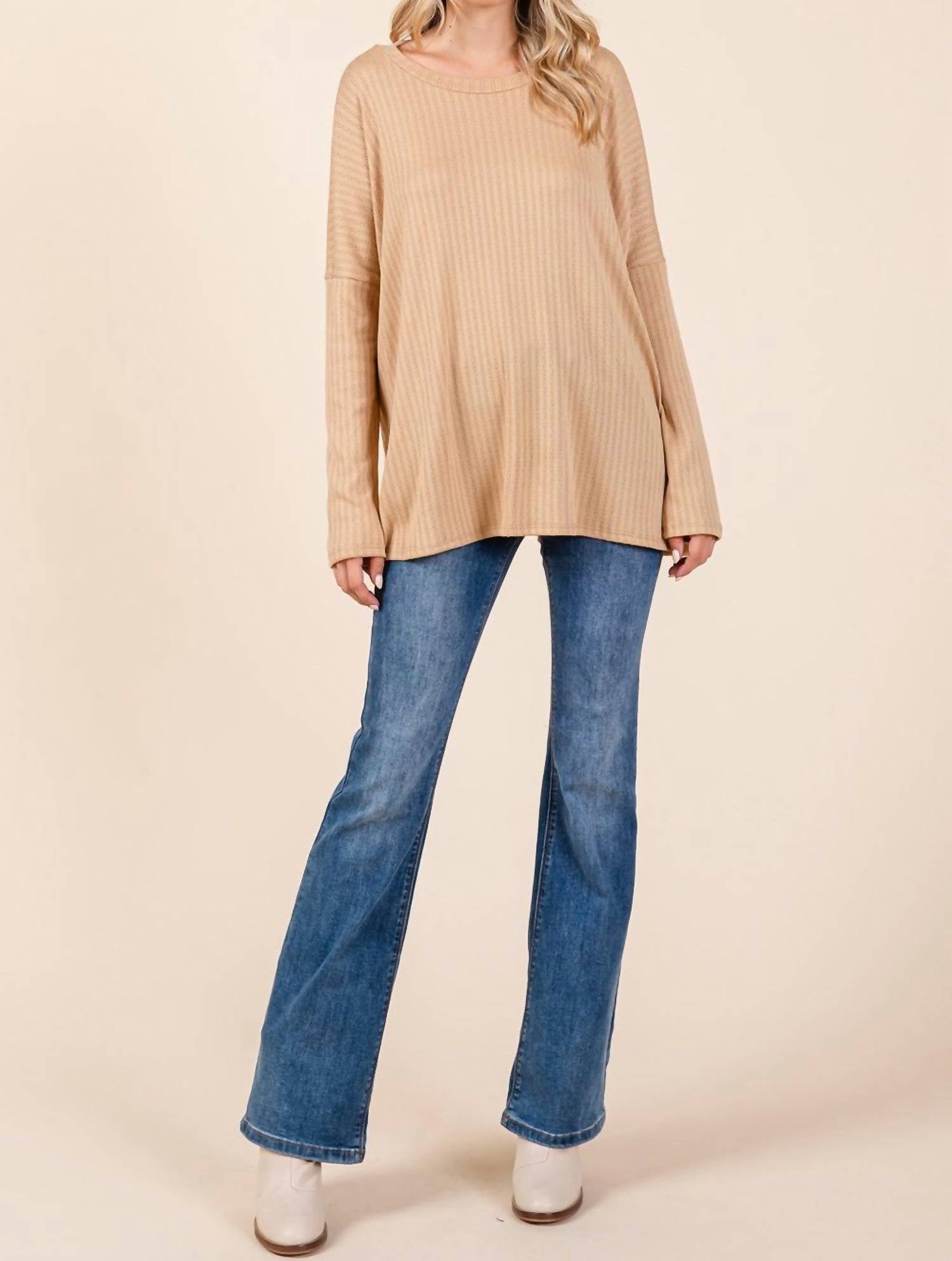 Cream N Sugar - Ribbed Crew Neck Tunic
