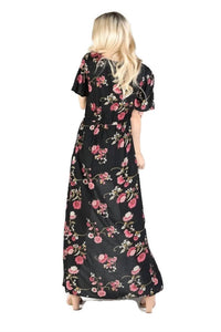 ANGIE Floral Maxi Romper in black - women's pants - alternate view