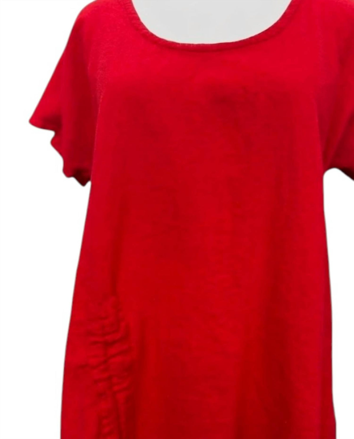 Oh My Gauze! Women's Ana Short Sleeve Top in crimson - women's shirt - detail view