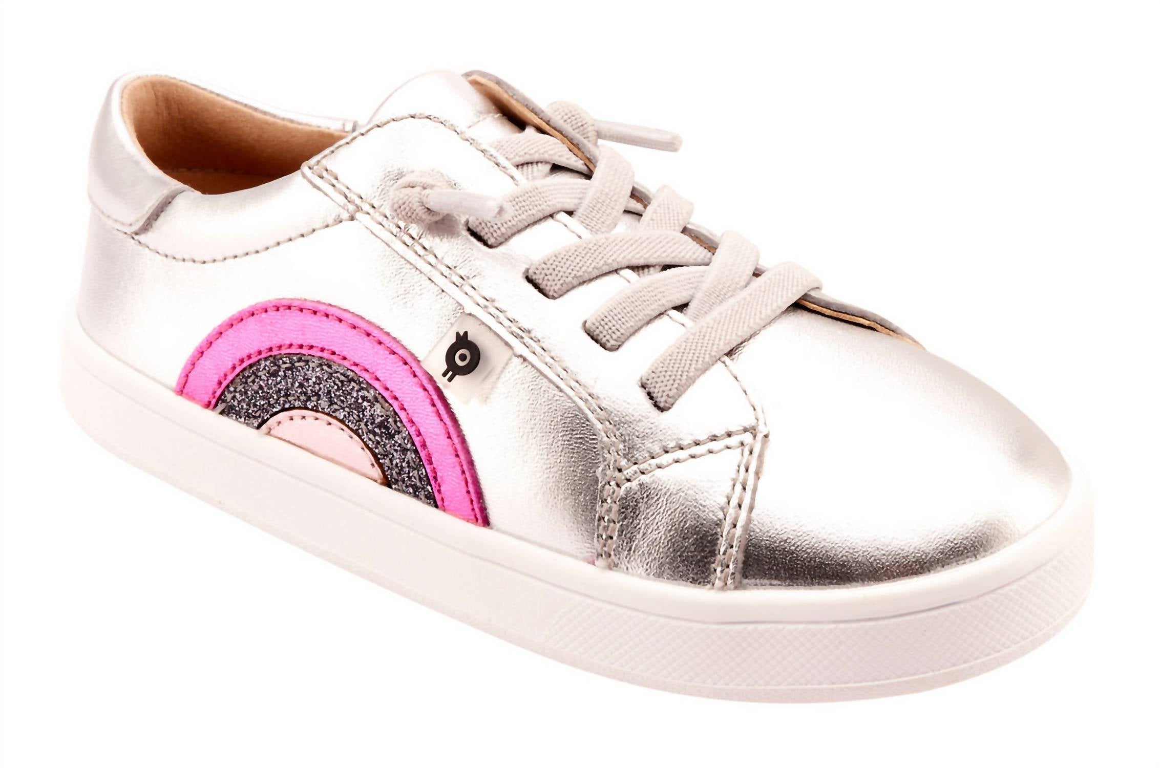 OLDSOLES Kid's 1010 Rainbow Jumpa Casual Sneakers in silver fuchsia foil glam gunmetal - kids' sneaker