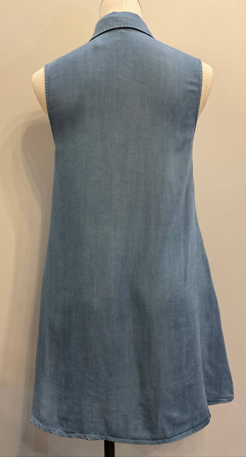 Elan - Women's Embroidered Sleeveless Denim Mini Dress