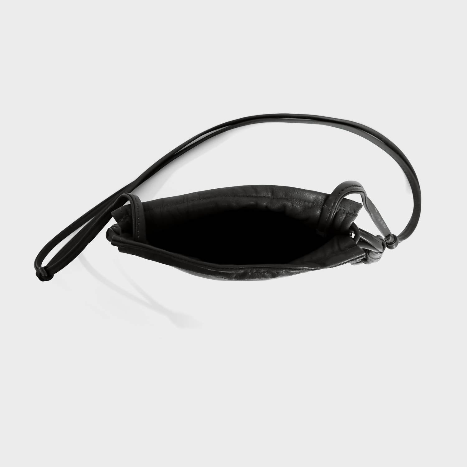 Lemiz - Women's Mini Bowie Drawstring Crossbody Leather Bag