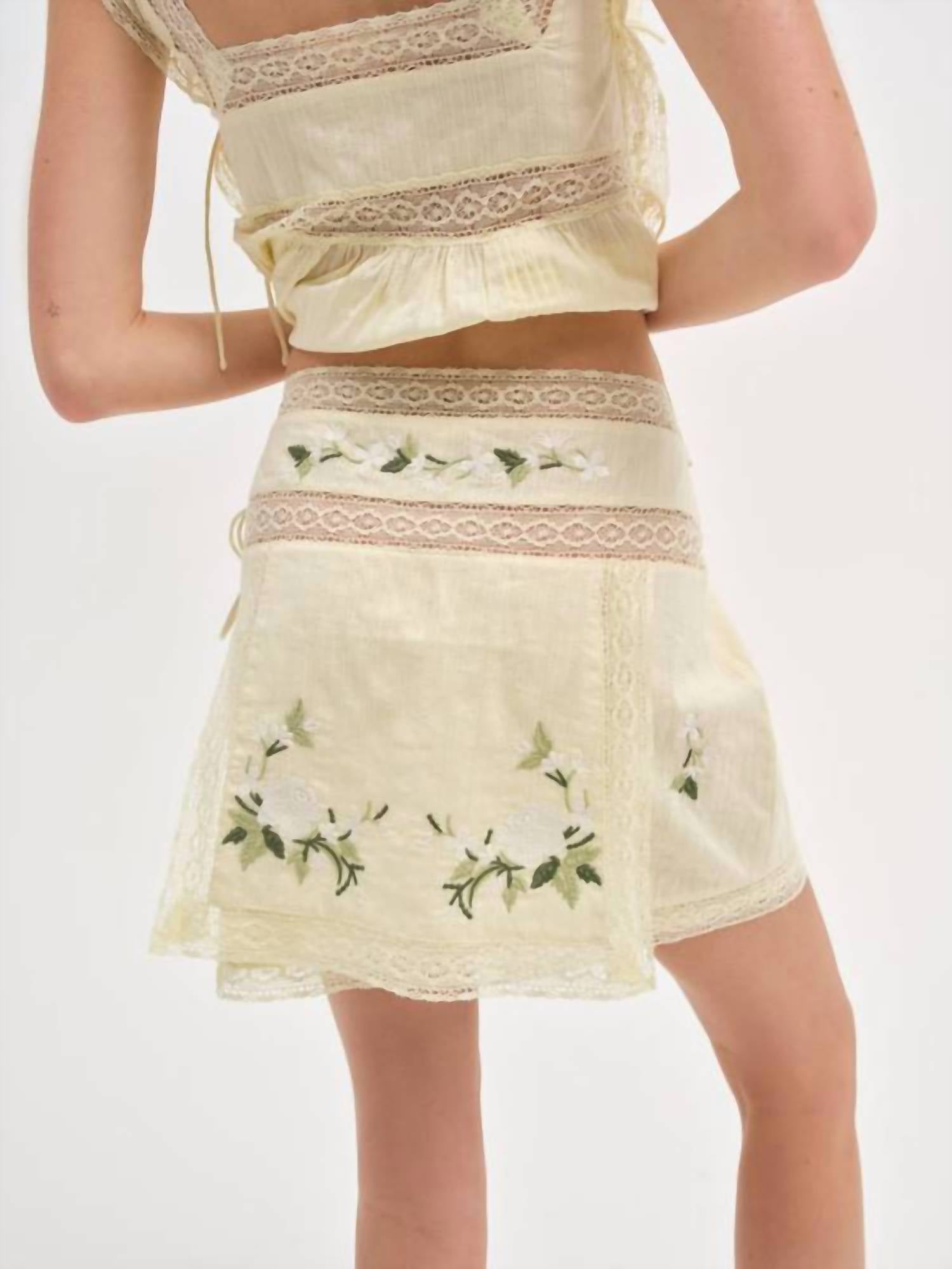 For Love & Lemons - Women's Jolene Embroidered Mini Skirt