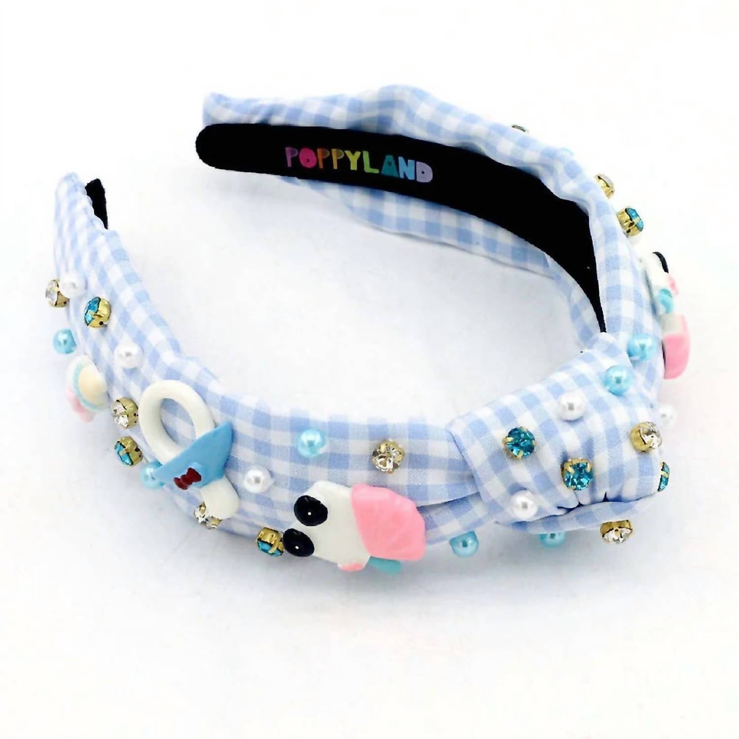 Poppyland Girls It's A Boy Headband in blue - kids' accessory - detail view