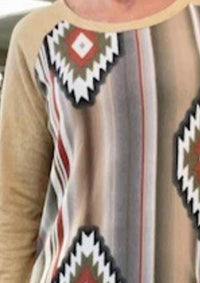 Blank - Long Sleeve Aztec Print Top