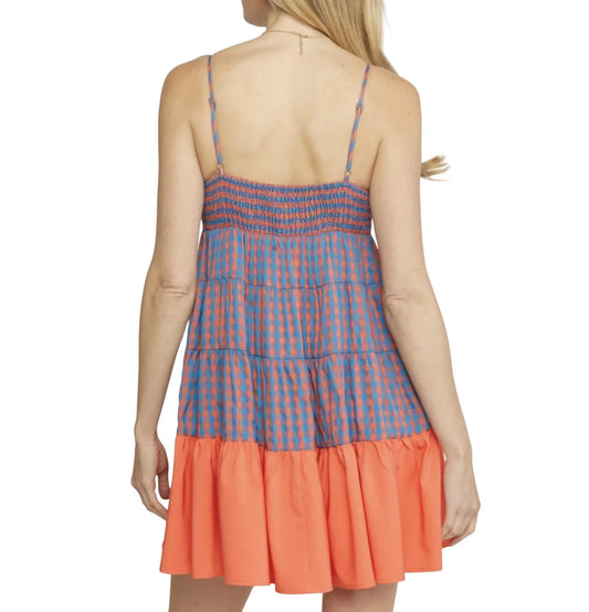 Entro - Gingham Tiered Mini Dress