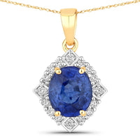 Diana M Jewels - Women's Oval Natural Sapphire Pendant Necklace (2.21 Ct) - Classic Plus