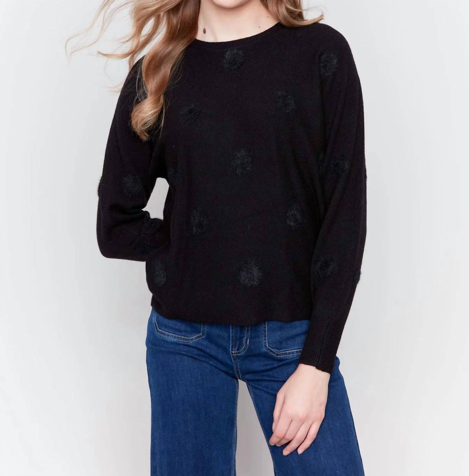 Charlie B - Faux Fur Polka Dot Sweater