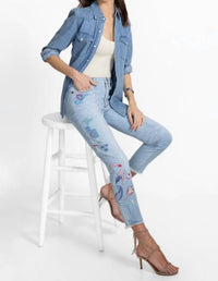 Johnny Was Cropped Skinny Jean in medium wash - women's jeans - detail view