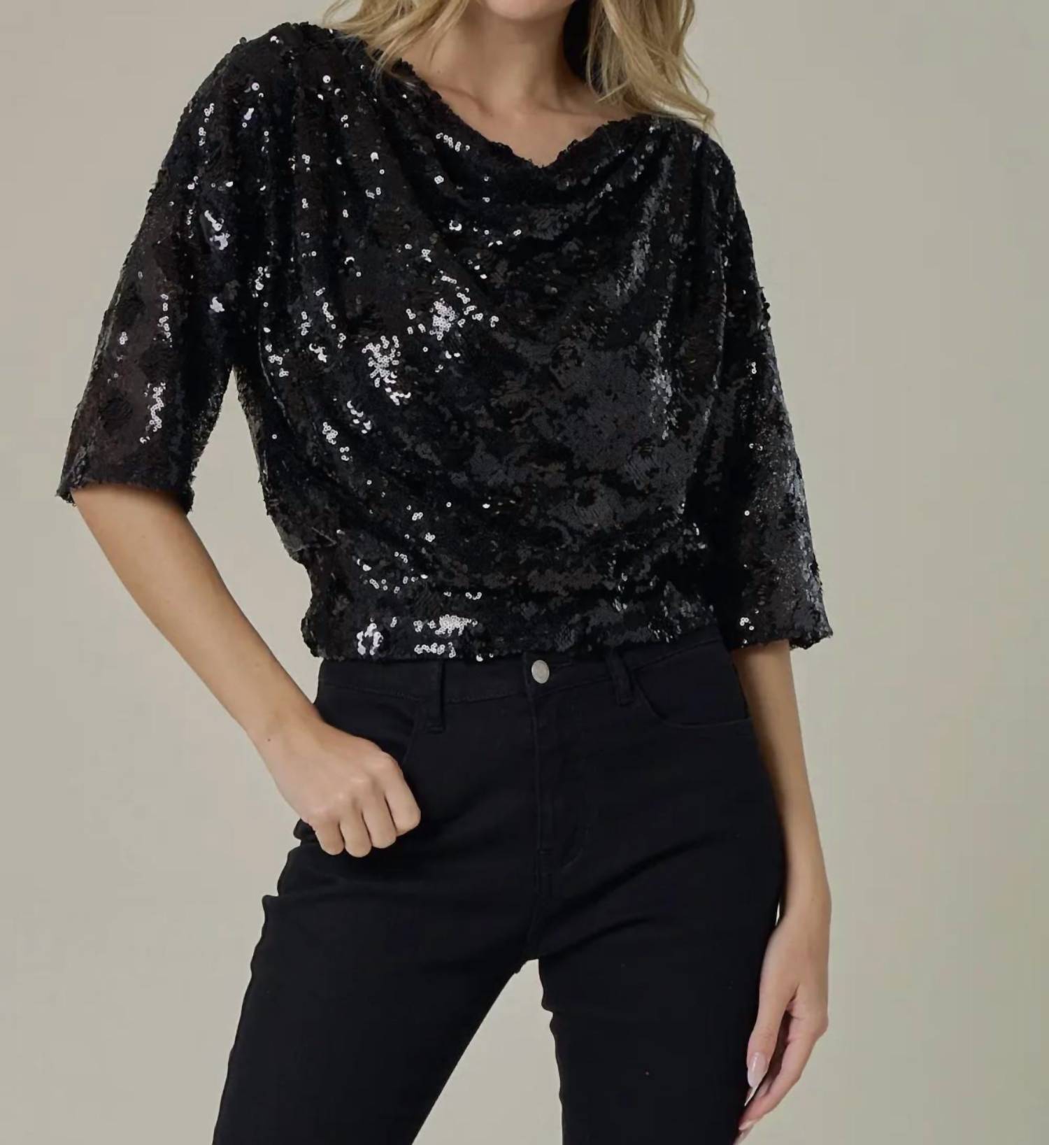 Saints & Hearts - Drop Shoulder Sequin Top