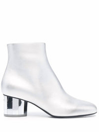 Salvatore Ferragamo Women's Mirrored Heel Leather Ankle Boots in silver - women's shoe - view 196