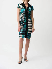 Joseph Ribkoff - Geometric Cascade Knit Sheath Dress