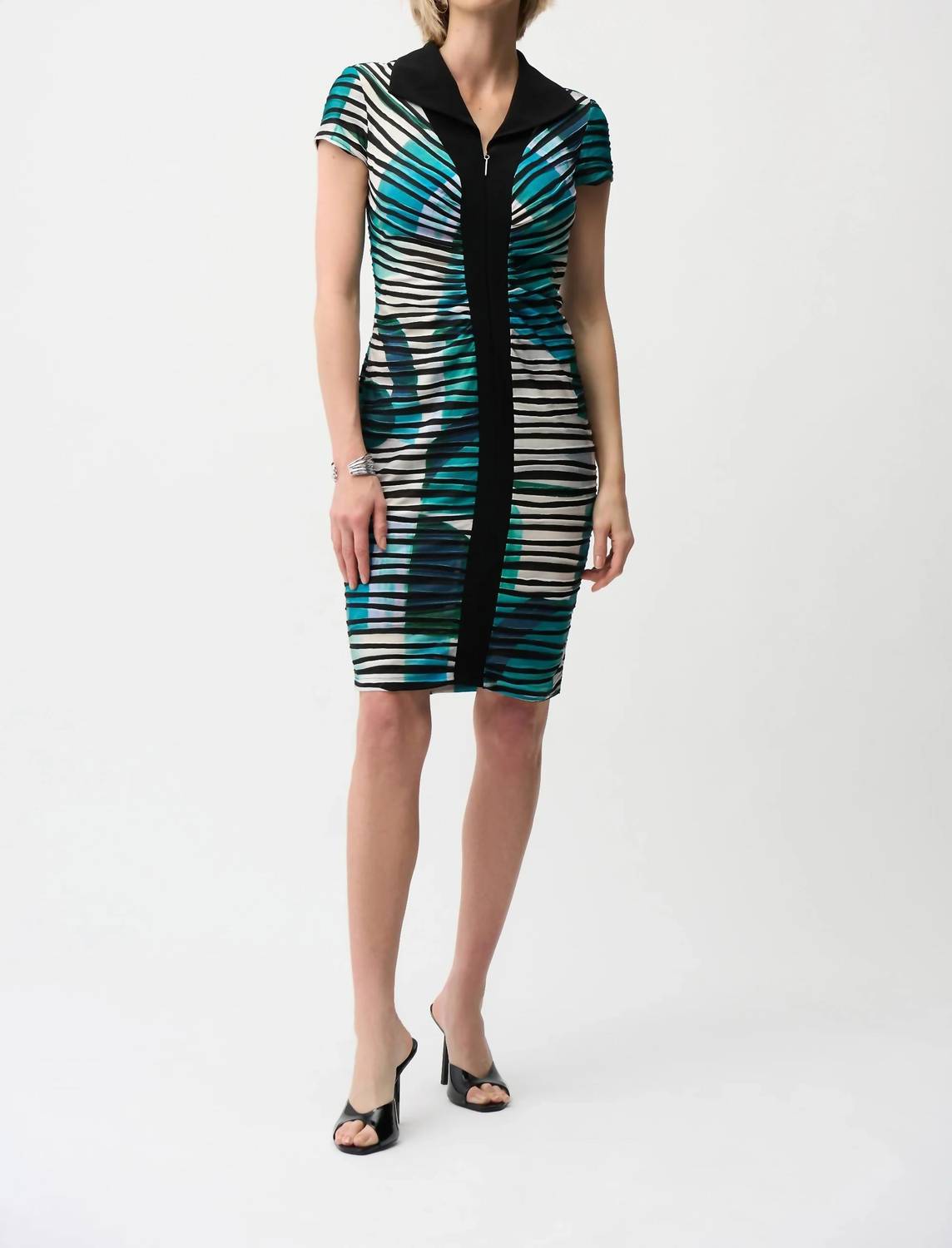 Joseph Ribkoff - Geometric Cascade Knit Sheath Dress
