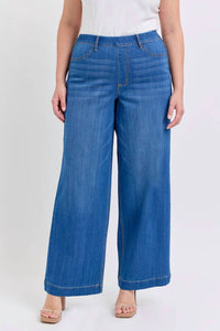 Cello - High Rise Pull-on Wide Leg Jeans - Plus