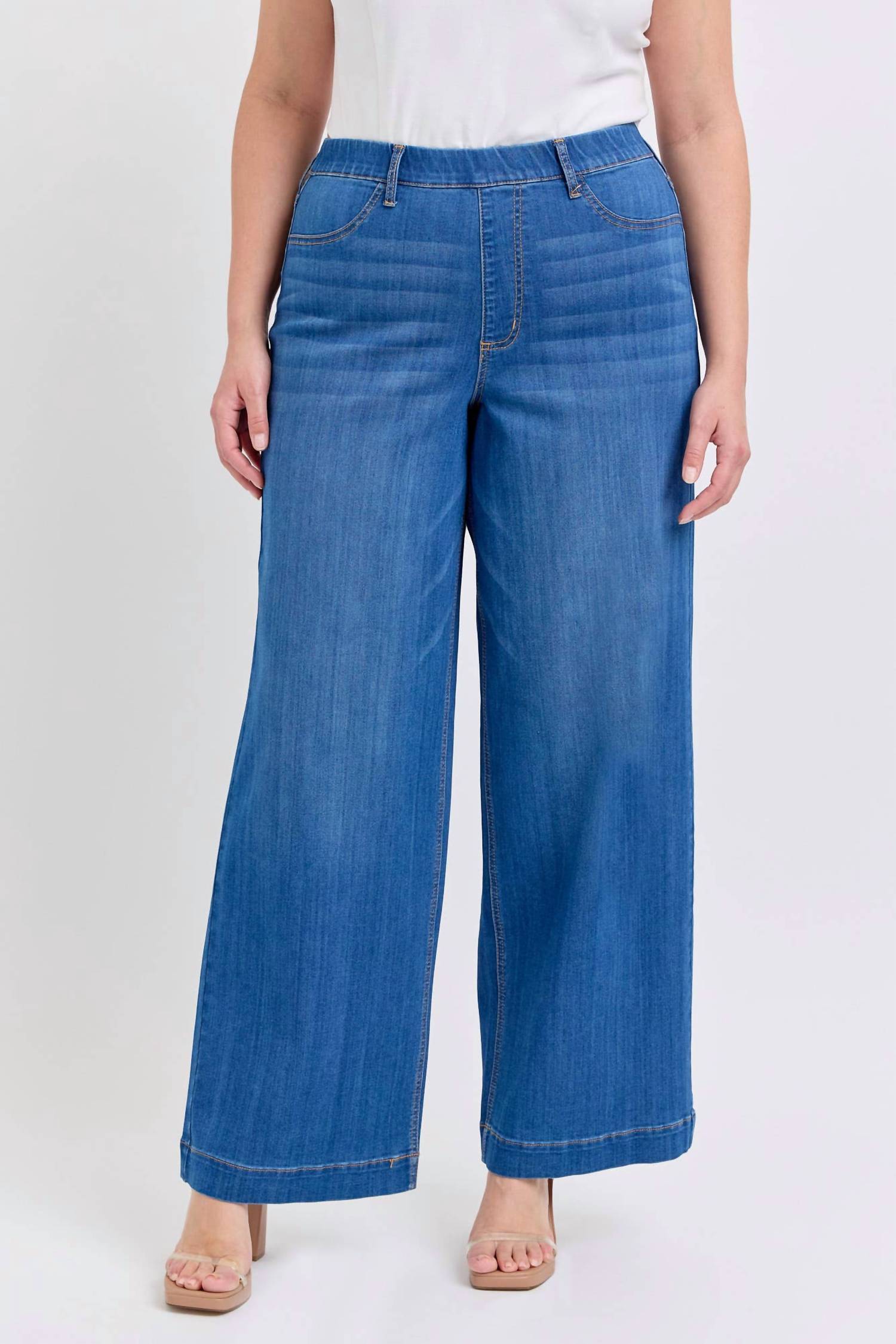 Cello - High Rise Pull-on Wide Leg Jeans - Plus