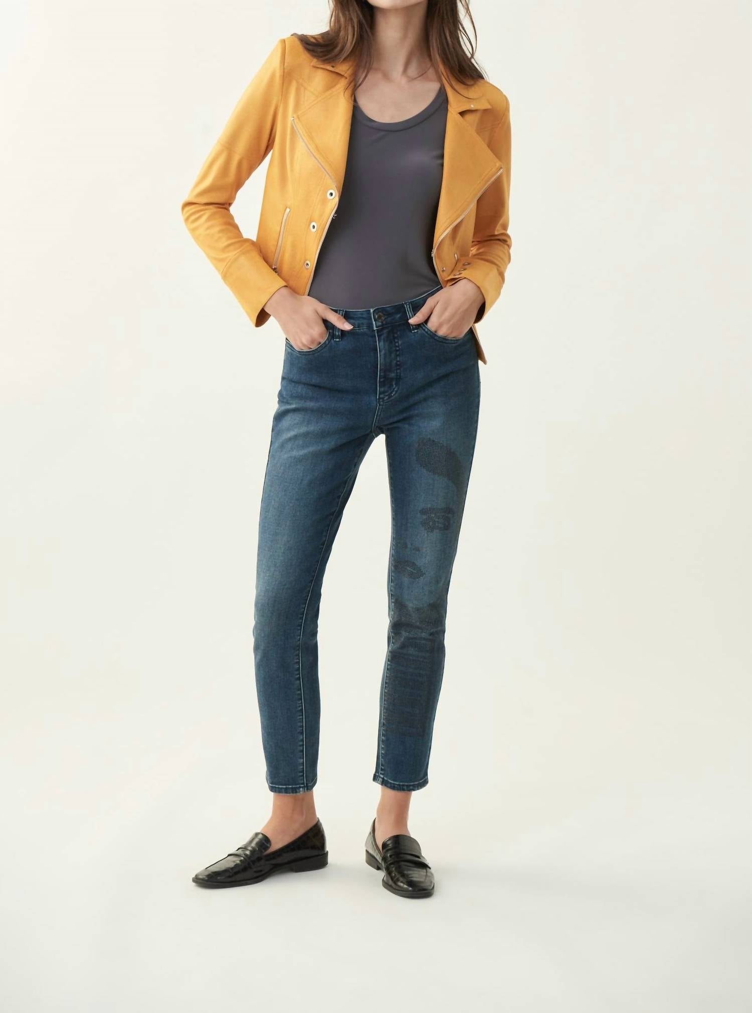 Joseph Ribkoff Brielle Jean With Sparkle Face Design in blue - women's jeans - view 4