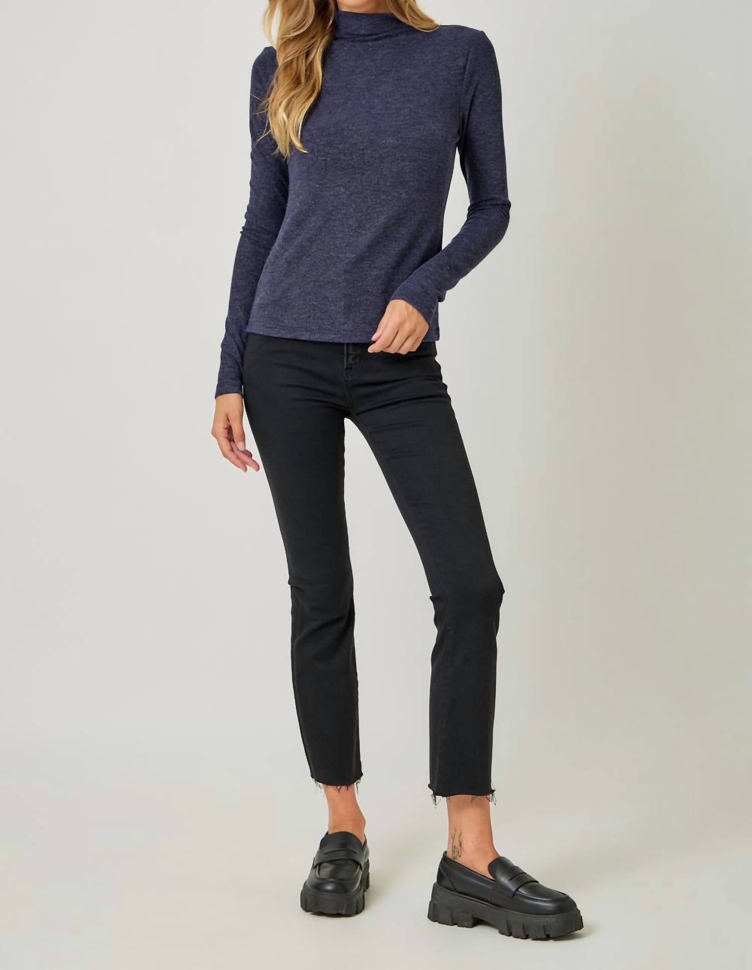 Mystree - Knit Mock Neck Long Sleeve Top