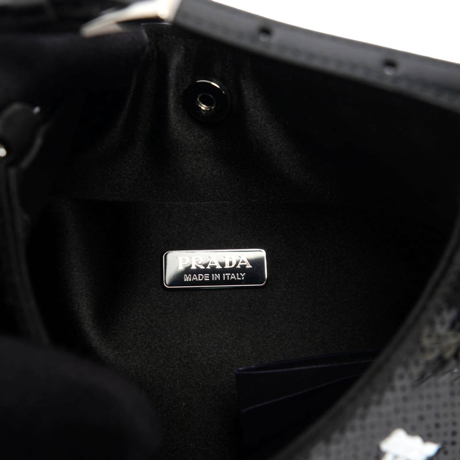 Prada - Women's Cleo Sequin Milano Logo Mini Leather Shoulder Bag