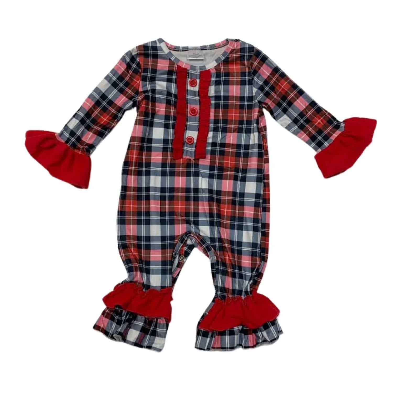 Okie + Lou - Girls Holiday Plaid Romper