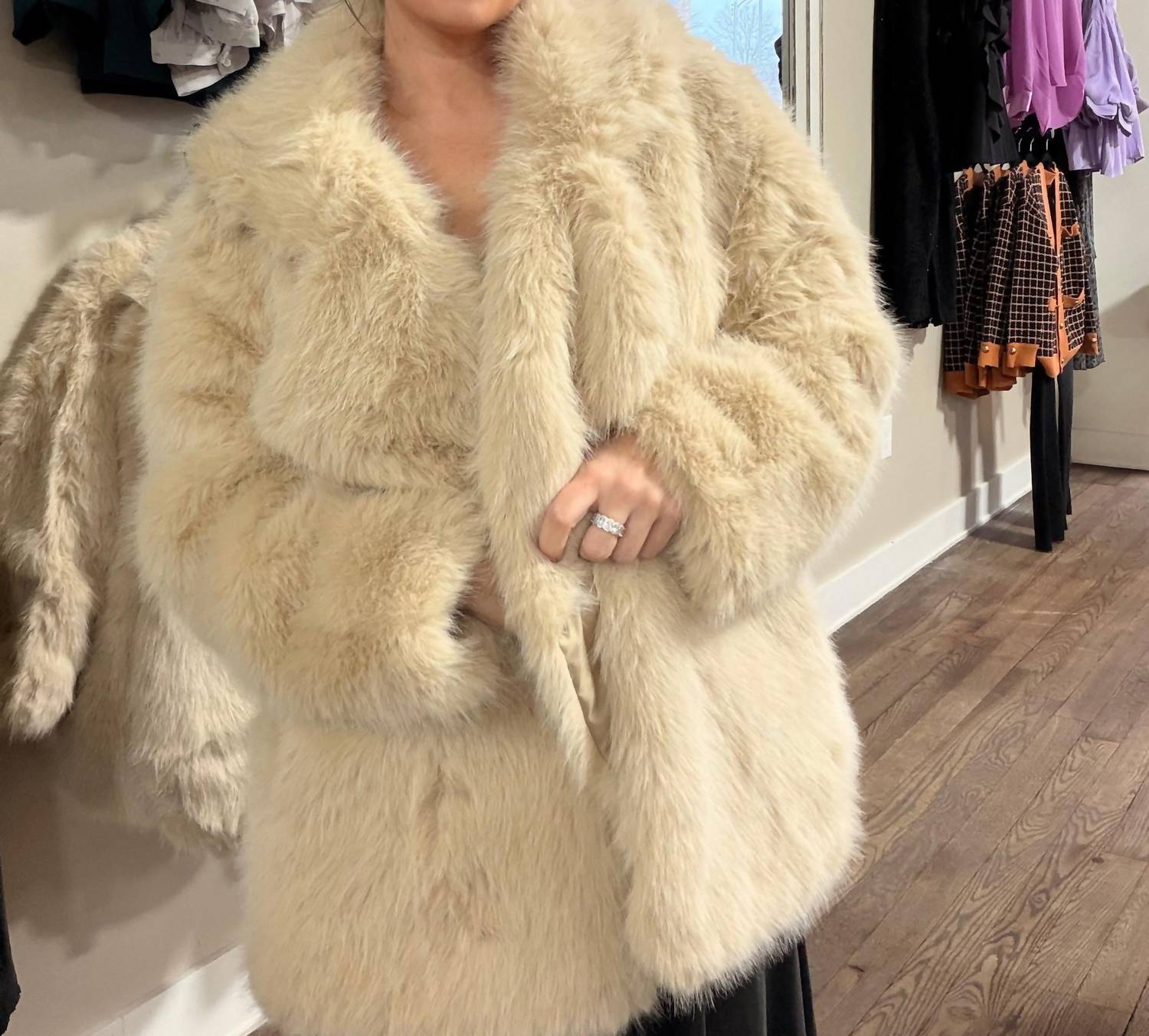 Rosa Clothing - Fur Long Coat