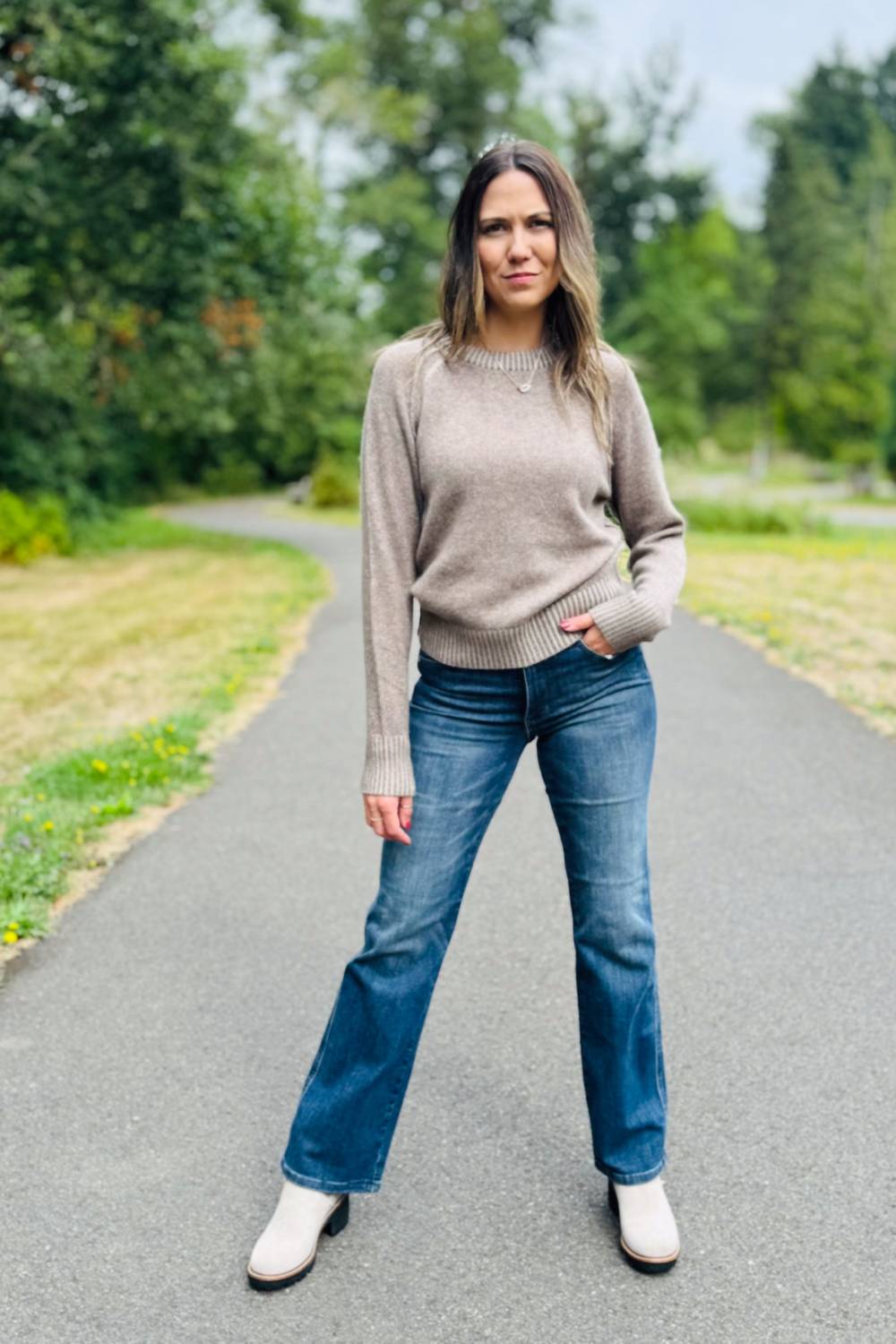 Pure Amici - Crew Neck Sweater With Back Detail