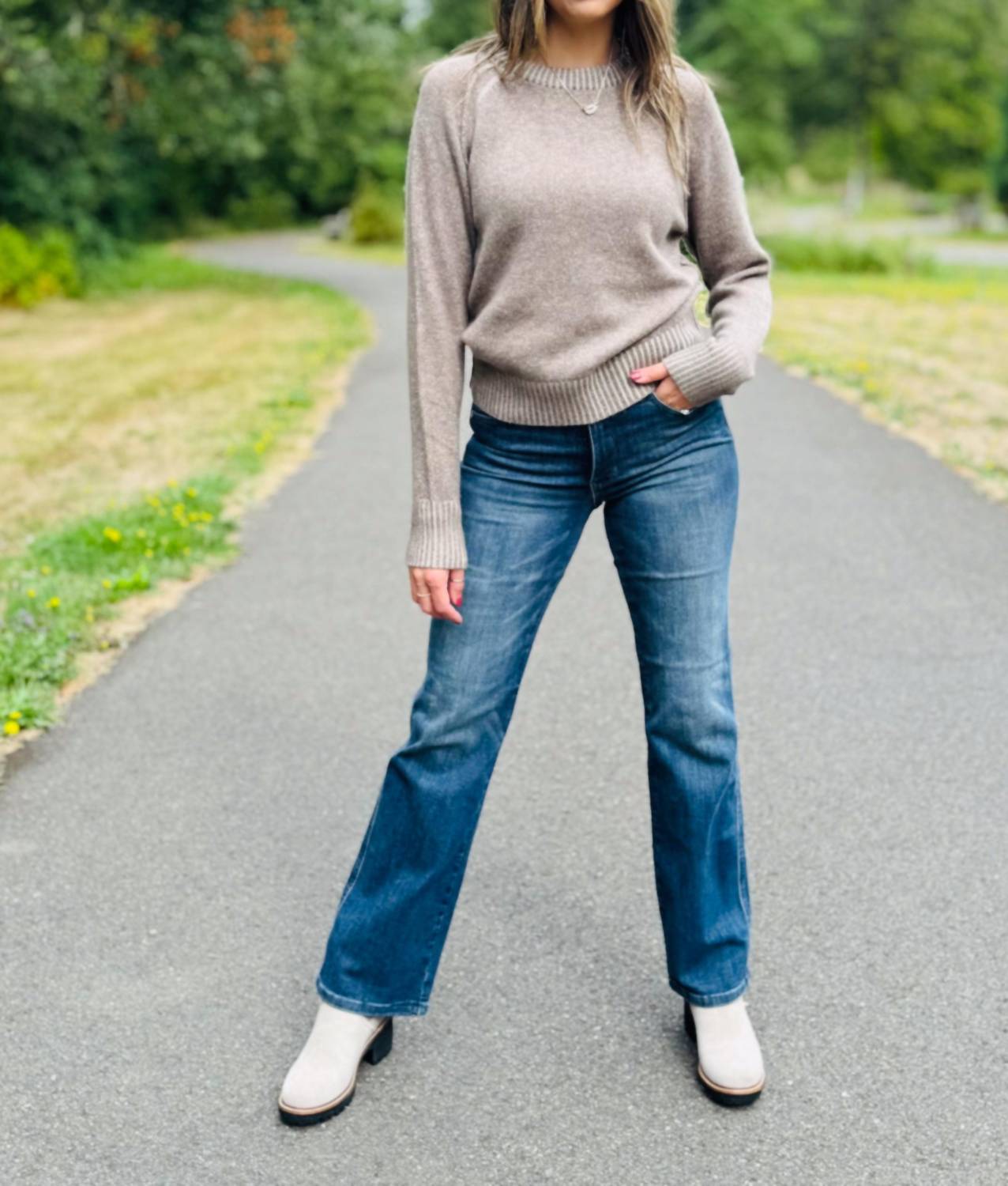 Pure Amici - Crew Neck Sweater With Back Detail