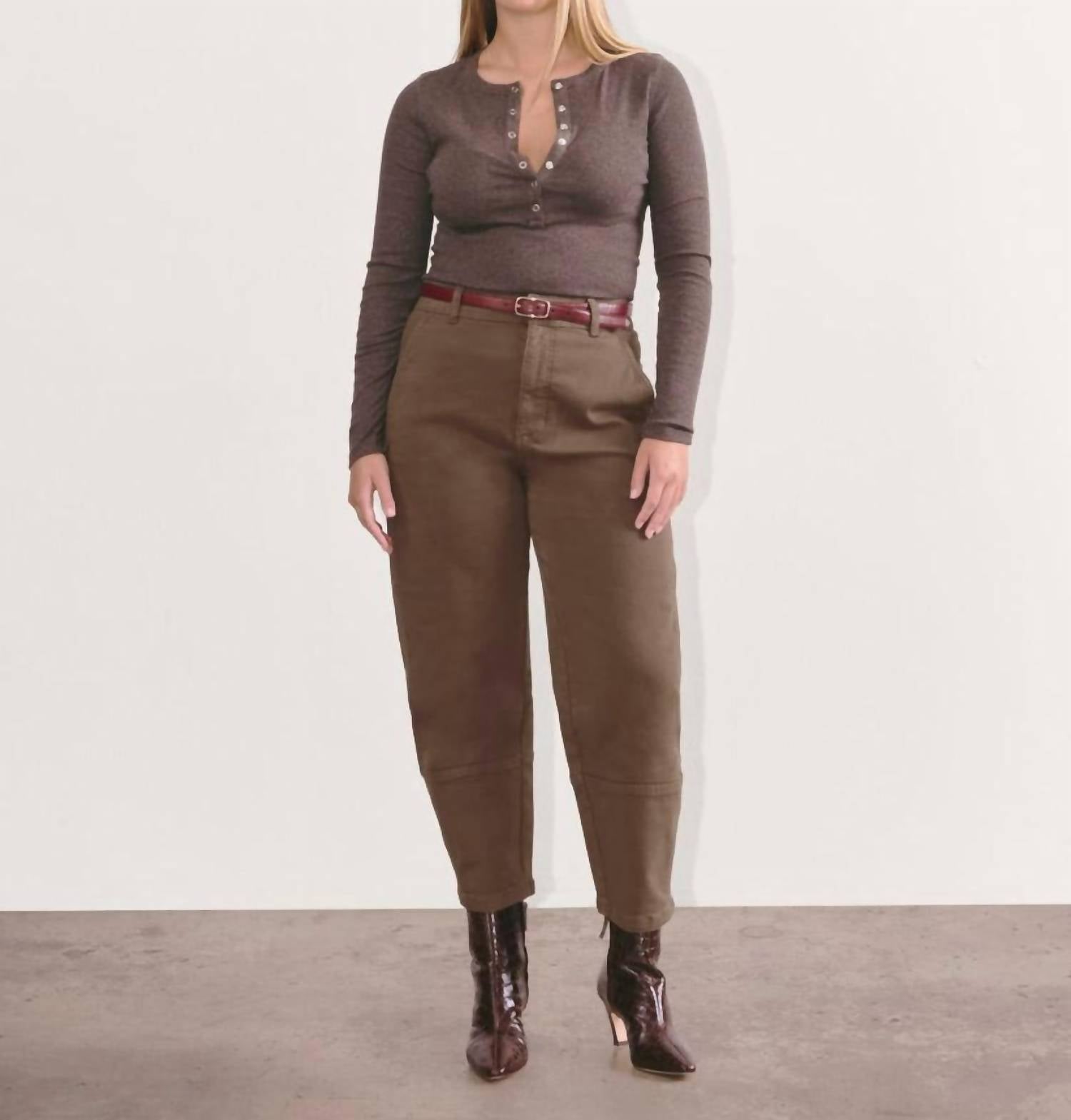Everlane Women's The Utility Relaxed Barrel Organic Cotton Pants in cocoa - women's pants