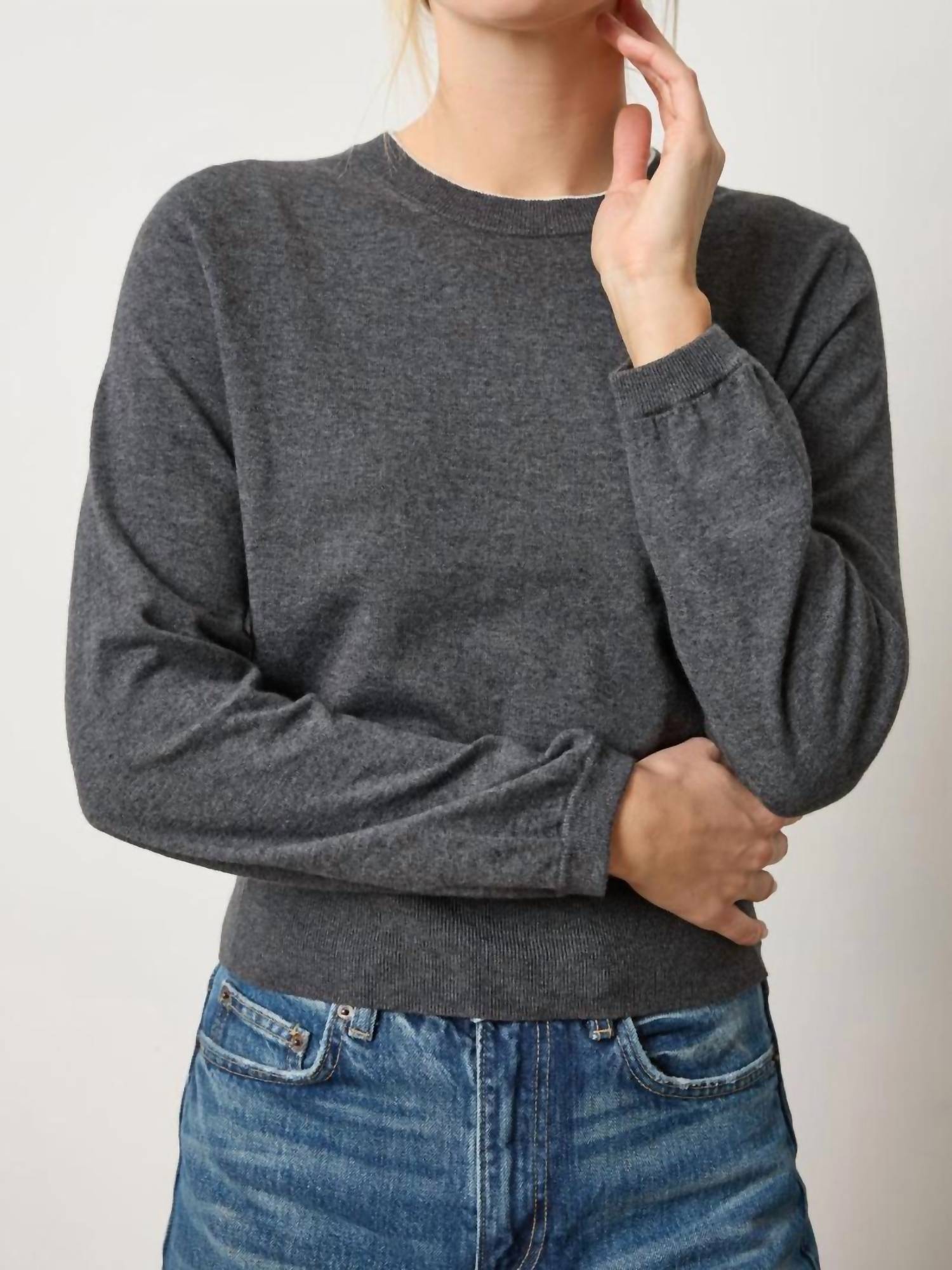 Lilla P - Shirred Sleeve Crewneck Sweater