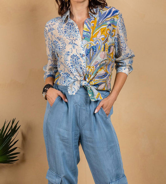 Paparazzi - Voile Mix Print Button Front Shirt