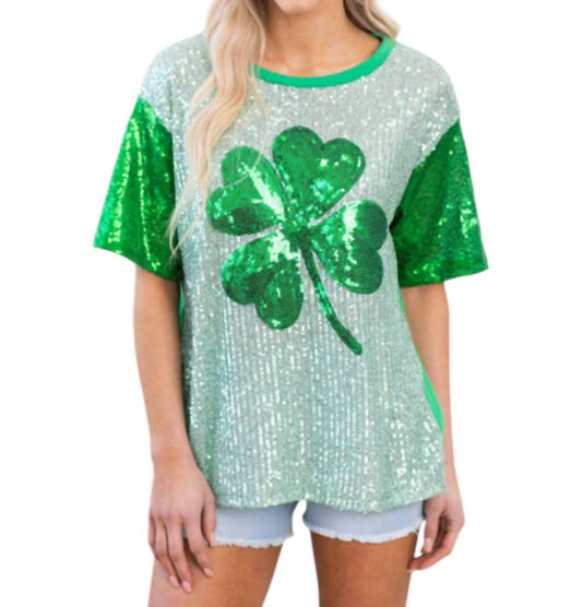 Bibi - Lucky Clover Sequin Top