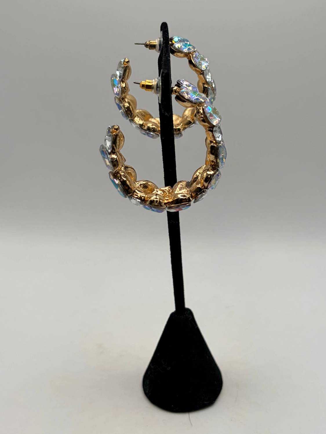 Sohi - Women's Plated Stone Hoop Earrings
