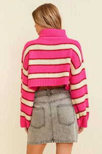 Cloud Ten - Cropped Stripe Turtleneck Sweater