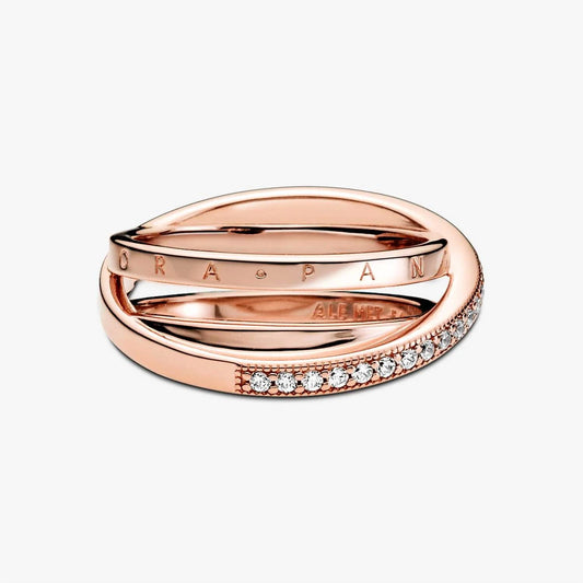 Pandora - Women's Crossover Pavé Triple Band Ring