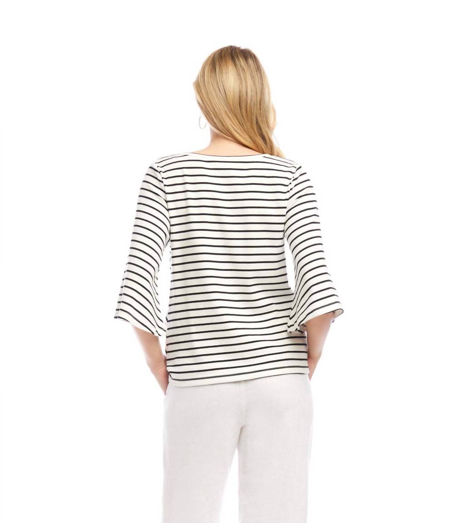 Karen Kane - Stripe Flare Sleeve Pick-Up Top