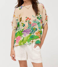 Johnny Was - BLUET DRAWCORD SLEEVE BLOUSE