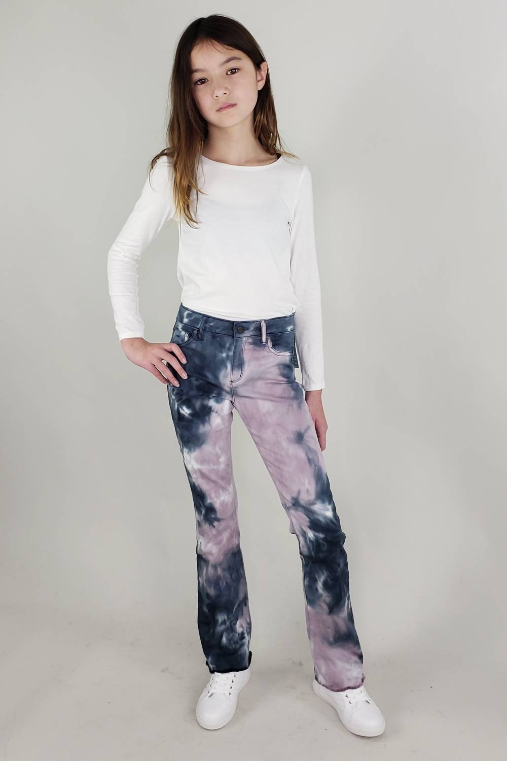 Kids Tie Dye High Rise Bootcut Jeans