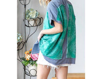 Oli & Hali - Washed Scarf Print Button Front Shirt