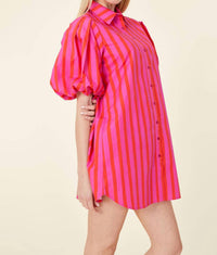 Dolce Cabo - Puff Sleeve Stripe Tunic Dress