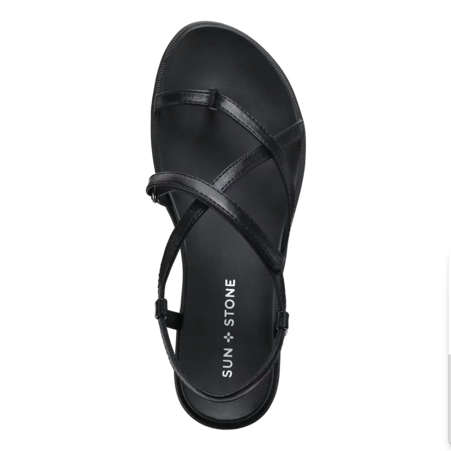 Sun + Stone Women's Islla Crisscross Slide Wedge Sandals in black - women's sandal - alternate view
