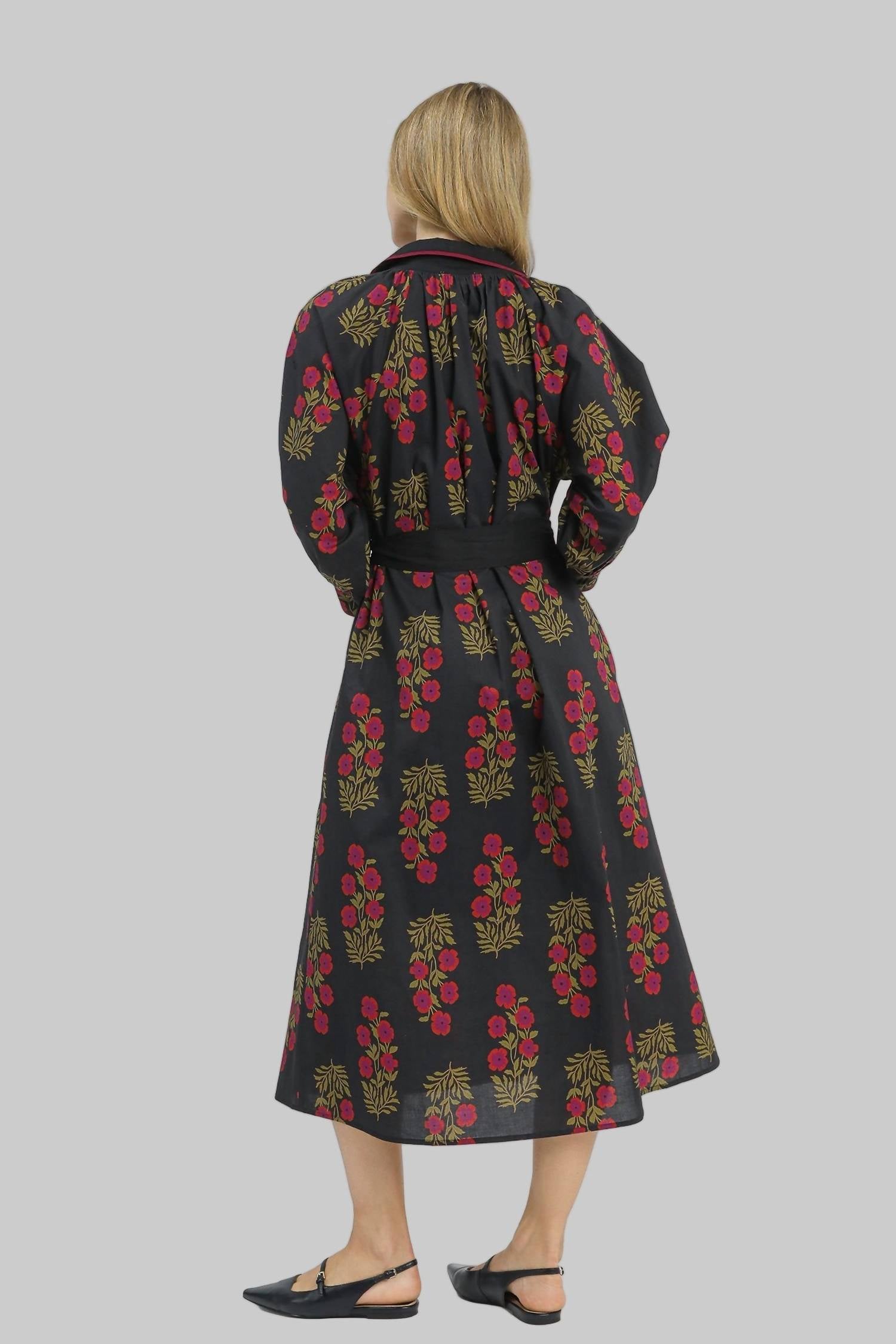 Umgee - Floral Button Front Maxi Shirt Dress