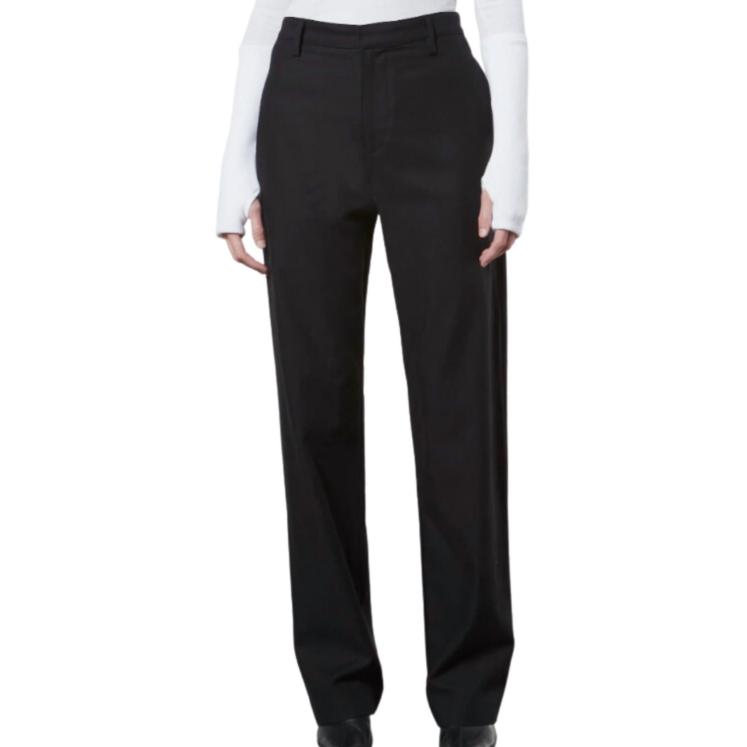 Enza Costa Women's Straight Leg Chino Pants in black - women's pants