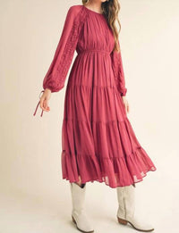 &Merci - Tiered Ruffle Sleeve Midi Dress