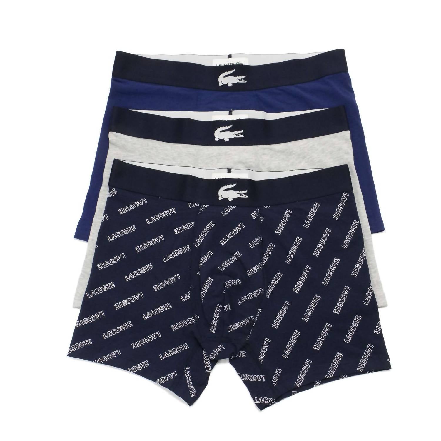 Lacoste - Men's 3 Pack Cotton Stretch Print Boxer Briefs