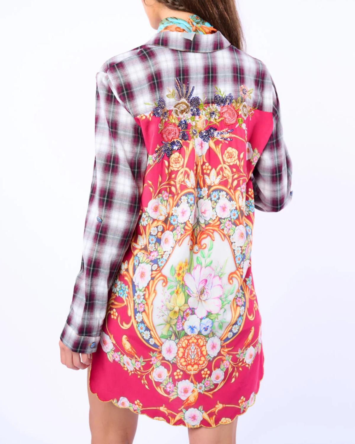 Aratta Alice Long Sleeve Button-up Top in off white wine - women's long sleeve top - detail view