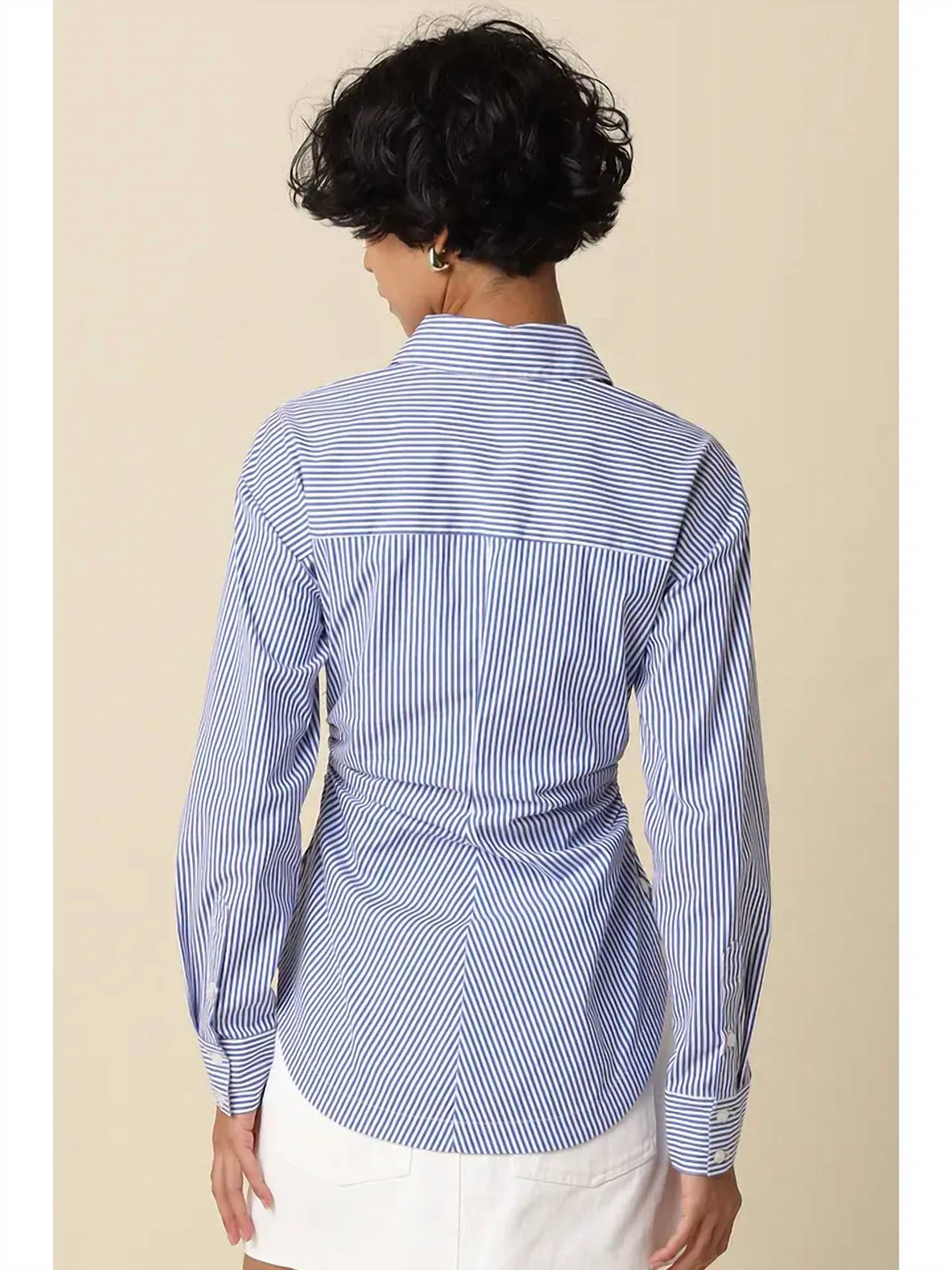Olivaceous - Aisha Striped Cinched Waist Shirt